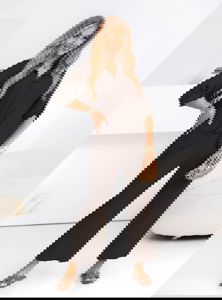 Czekoladowy komplet koszula zapinana...