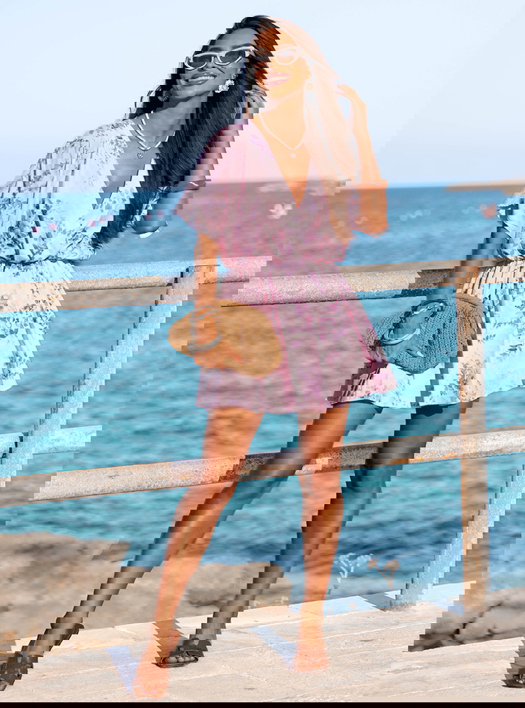 Wzorzysty kombinezon jak sukienka z...