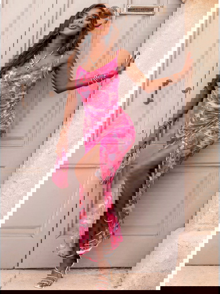 Wzorzysta długa sukienka z... 2