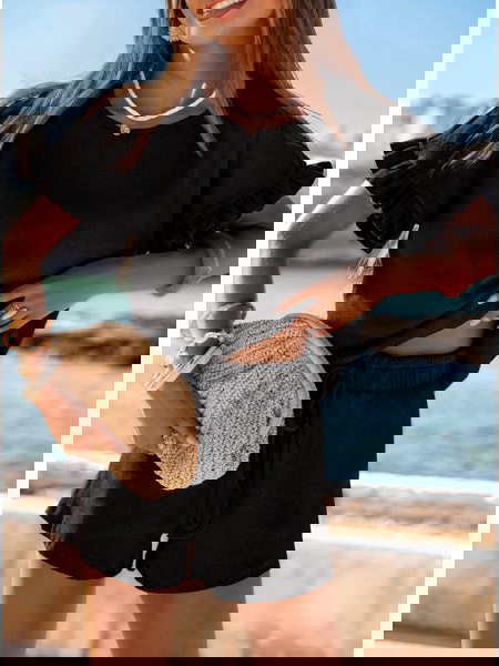 Czarny prążkowany komplet... 2