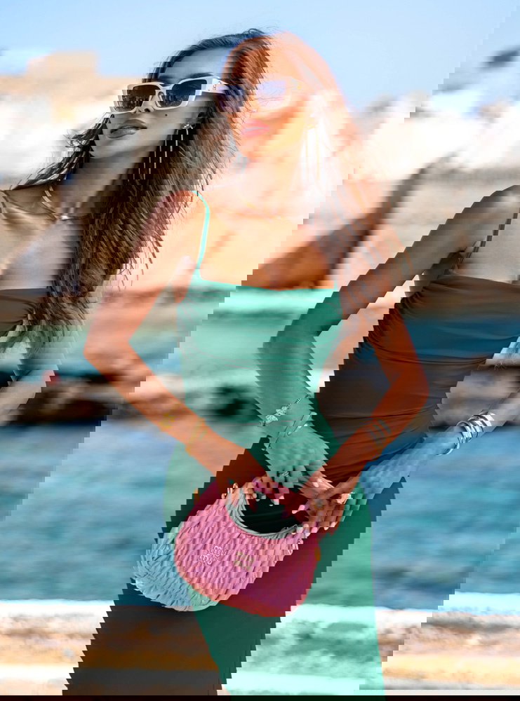 Długa sukienka na ramiączkach z...