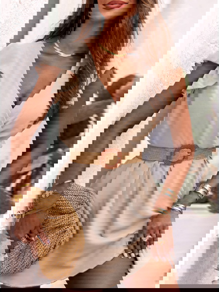 Beżowa sukienka z... 2