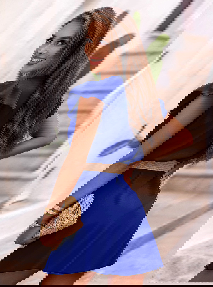 Chabrowa sukienka z przekładanym...