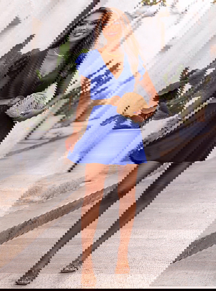 Chabrowa sukienka z przekładanym...