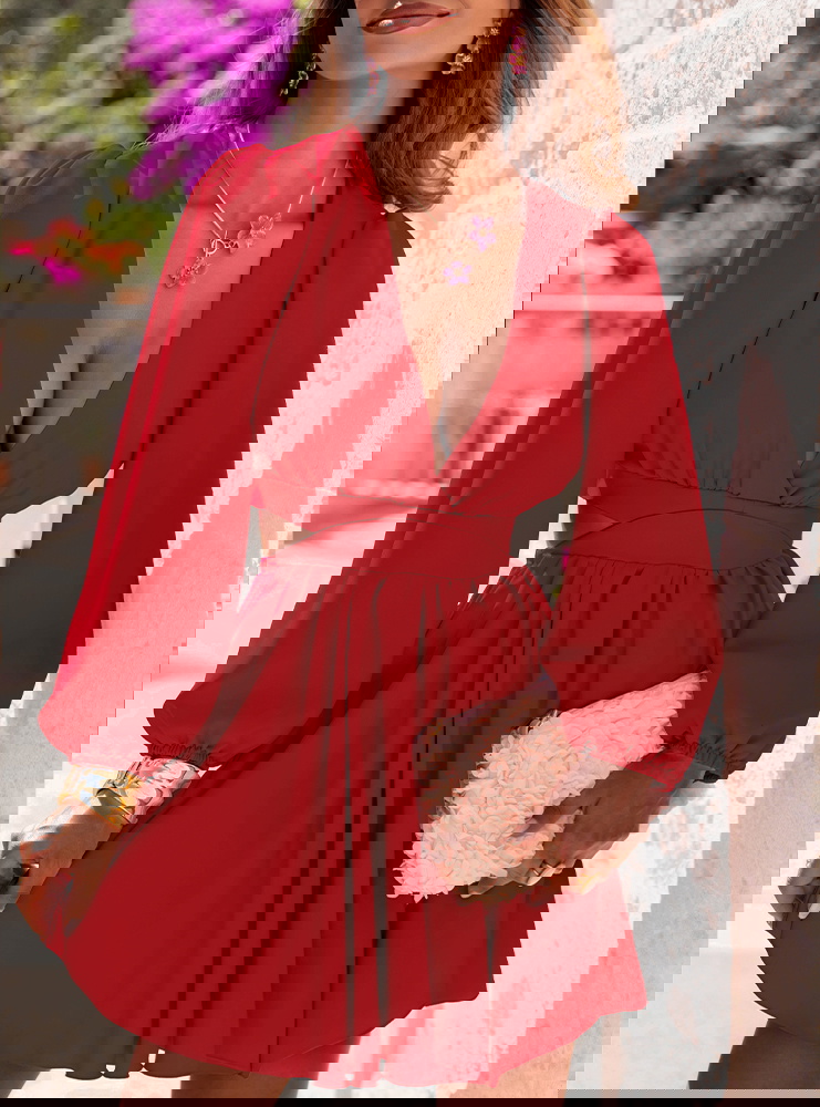 Malinowa sukienka rozkloszowana z...