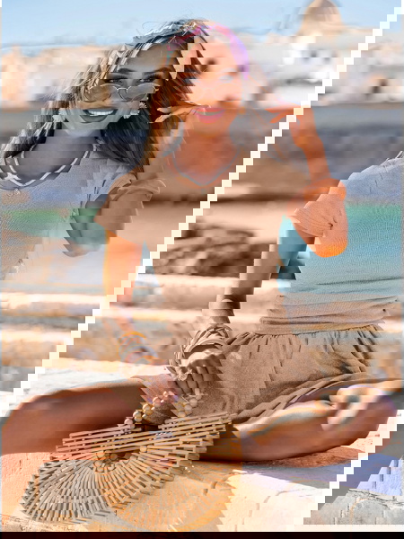 Beżowy komplet prążkowany... 2