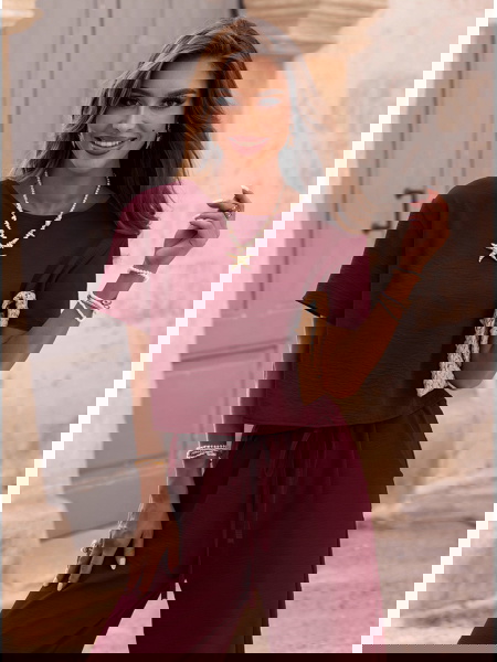 Bordowy komplet bluzka z... 2