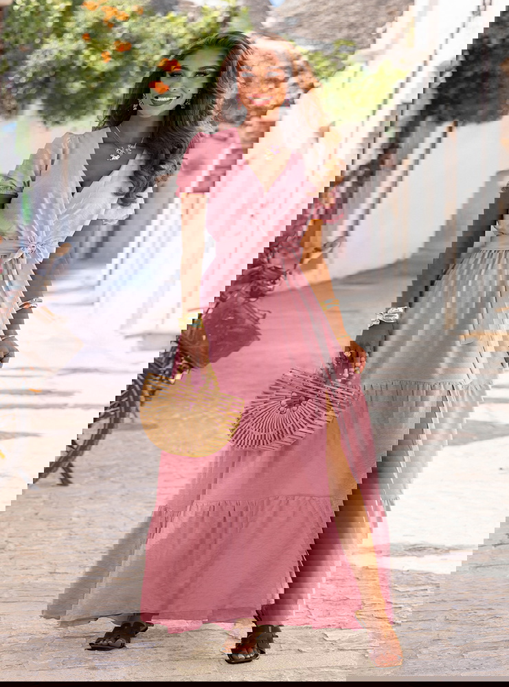 Długa rozkloszowana sukienka z...