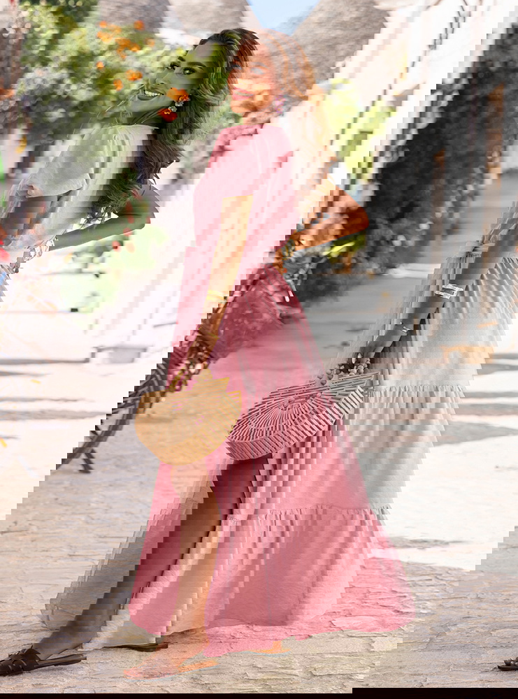 Długa rozkloszowana sukienka z...