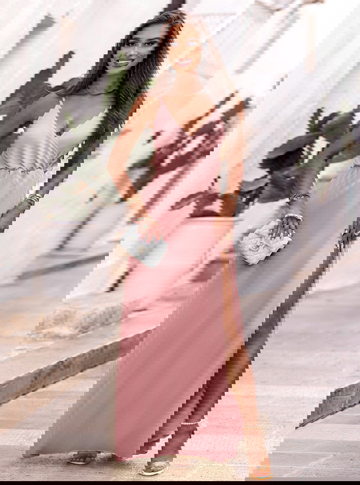 Długa sukienka na ramiączkach z...