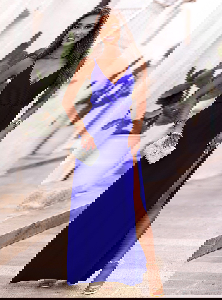 Chabrowa długa sukienka na...