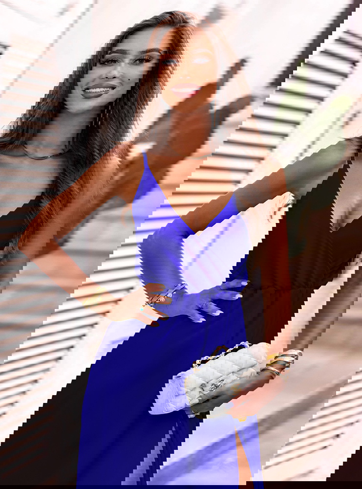 Chabrowa długa sukienka na...