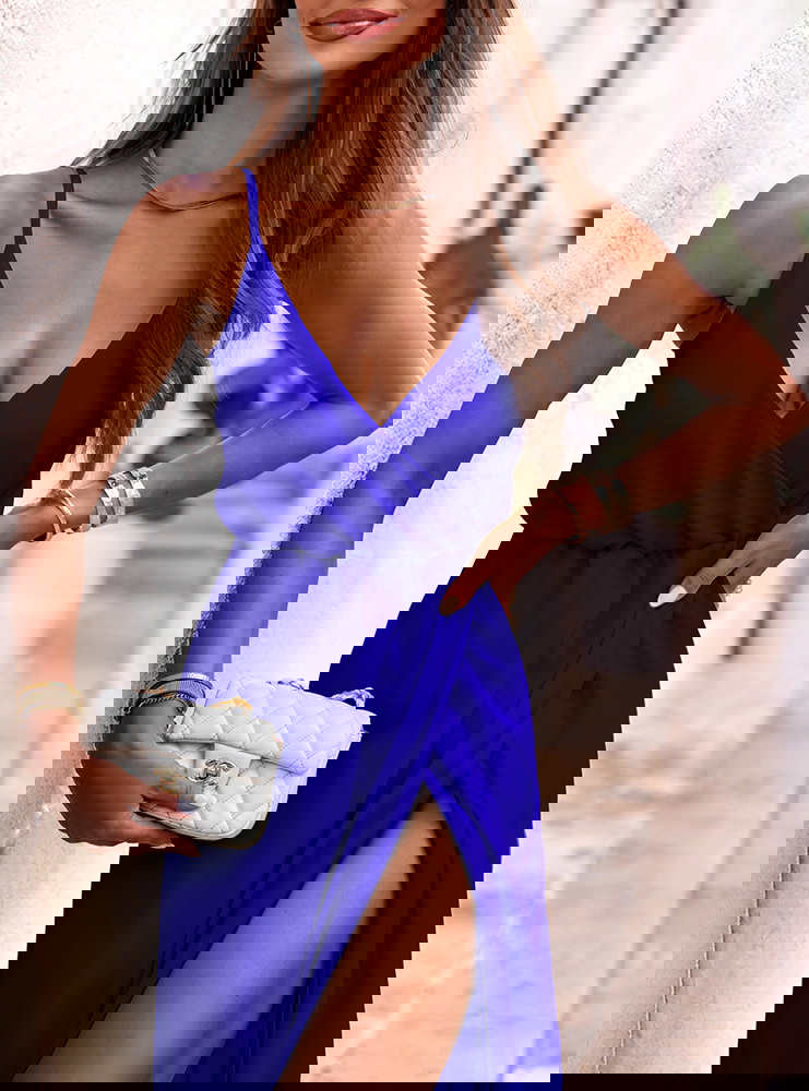 Chabrowa długa sukienka na...