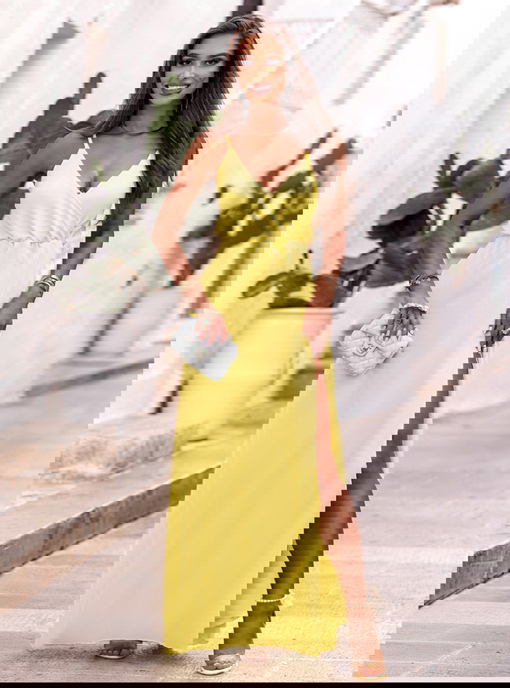 Długa sukienka na ramiączkach z...