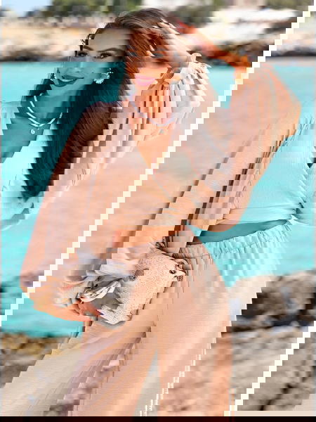 Beżowy komplet top z... 2