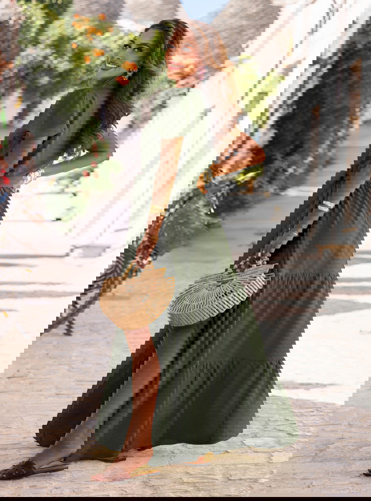 Długa rozkloszowana sukienka z...