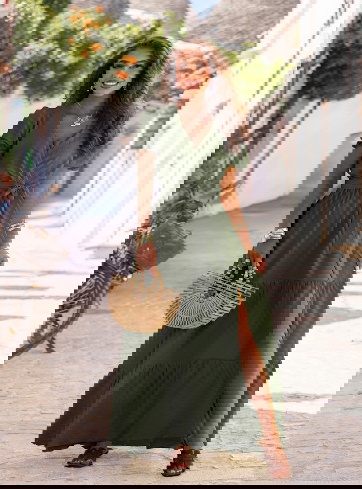 Długa rozkloszowana sukienka z...