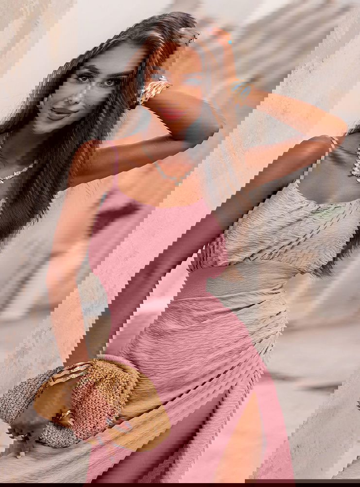 Długa sukienka na ramiączkach z...