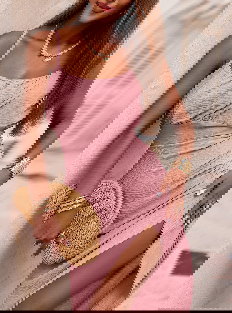 Długa sukienka na ramiączkach z...