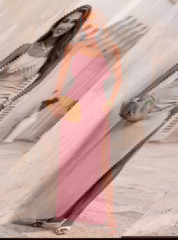 Długa sukienka na ramiączkach z...