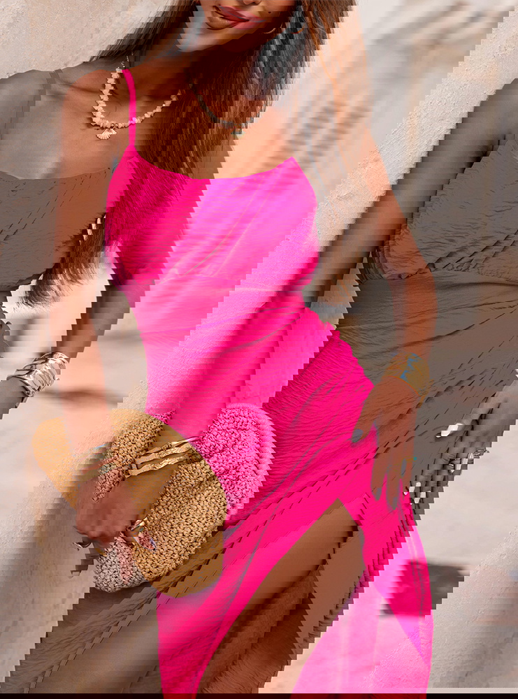 Długa sukienka na ramiączkach z...