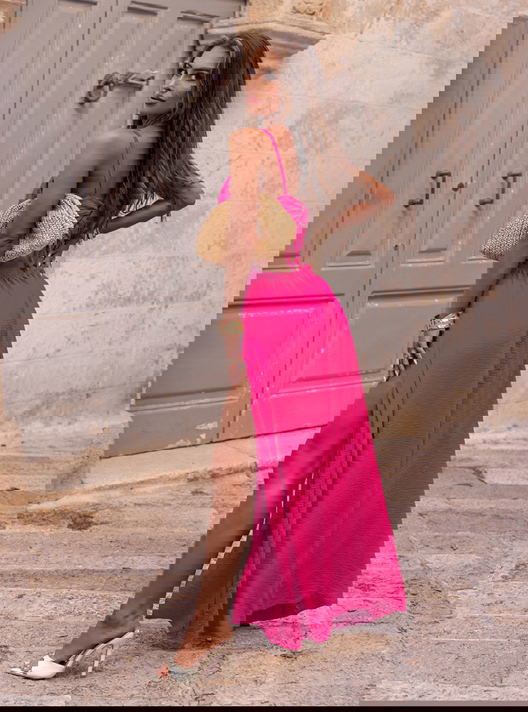 Długa sukienka na ramiączkach z...