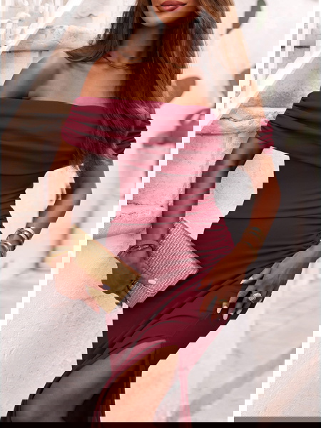 Bordowa długa dopasowana... 2