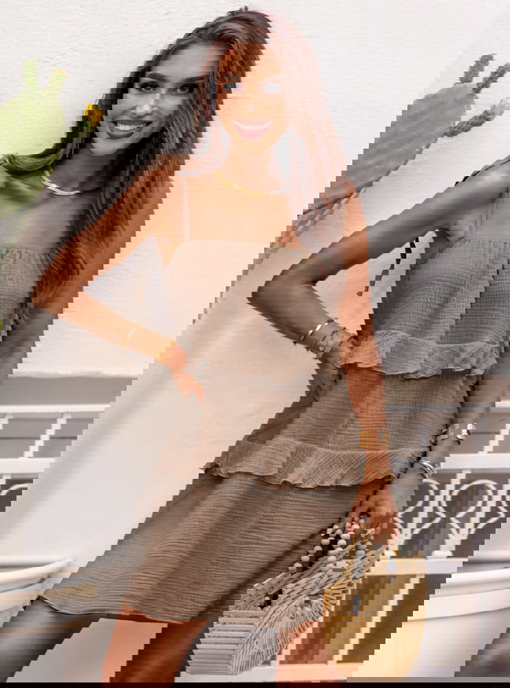 Muślinowa sukienka na ramiączkach z...