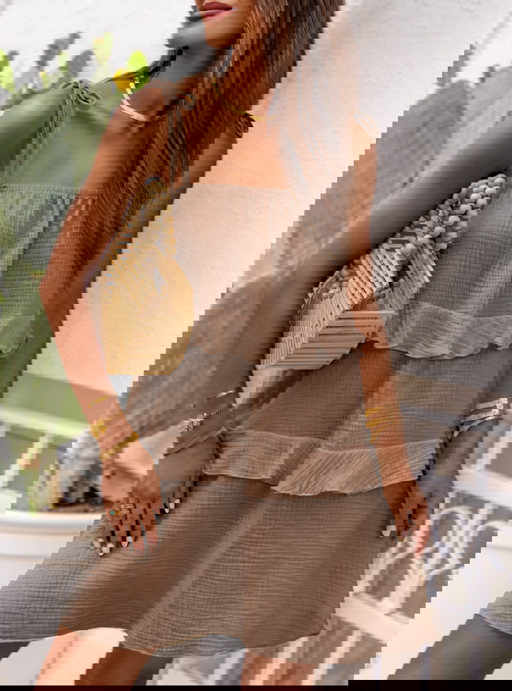 Muślinowa sukienka na ramiączkach z...