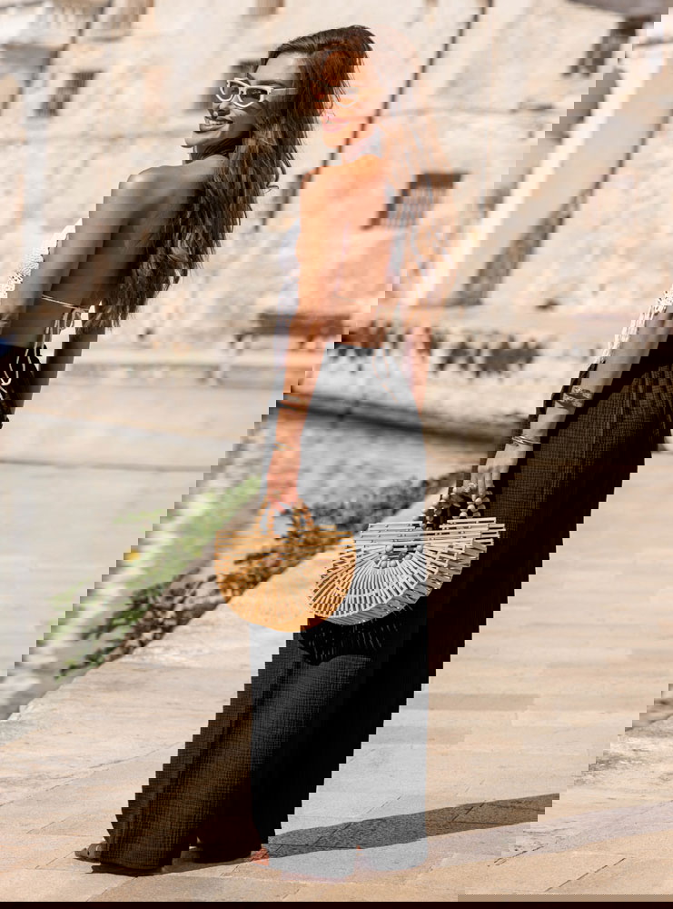 Czarne muślinowe spodnie Iride