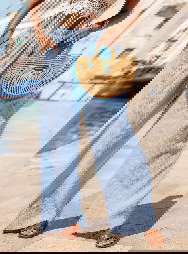 Błękitne muślinowe spodnie Iride