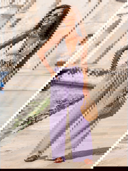 Liliowe muślinowe spodnie... 2