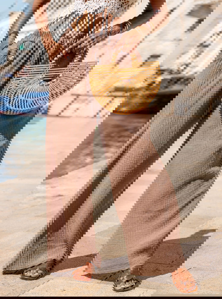 Muślinowe spodnie Iride - mocha mousse