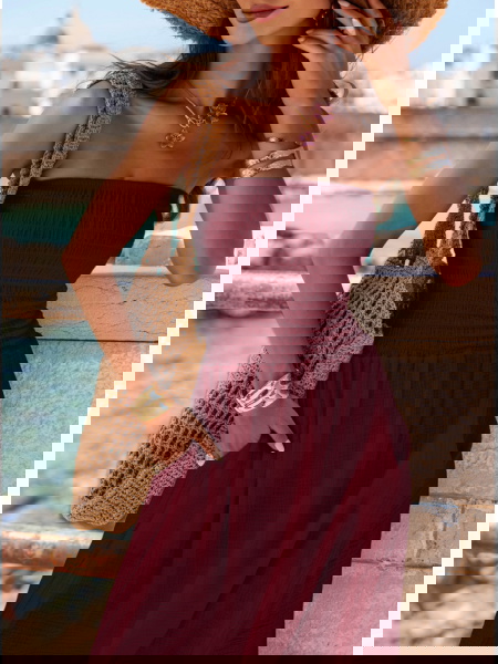 Bordowa muślinowa długa... 2