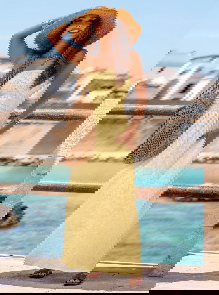 Muślinowa długa sukienka bez...