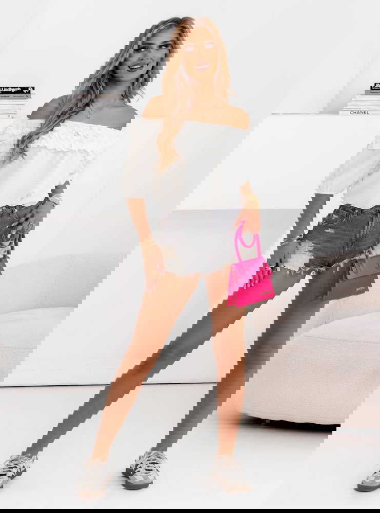 Biała bluzka hiszpanka z falbankami...