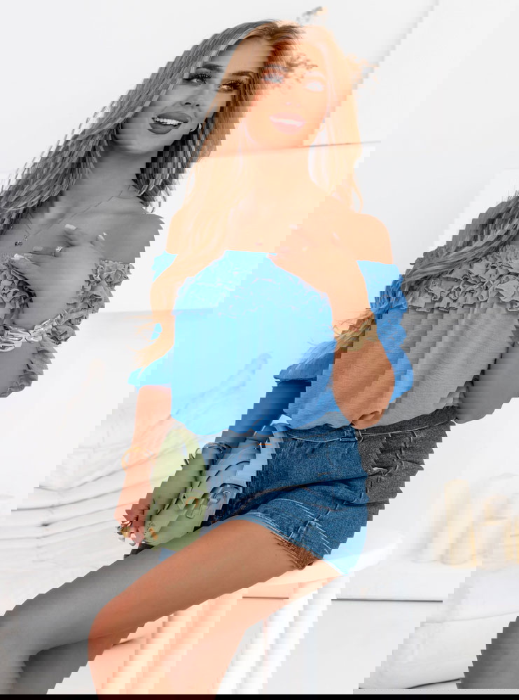 Błękitna bluzka hiszpanka z...