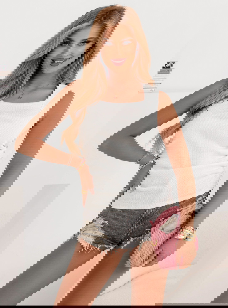 Biała prążkowana bluzka z...