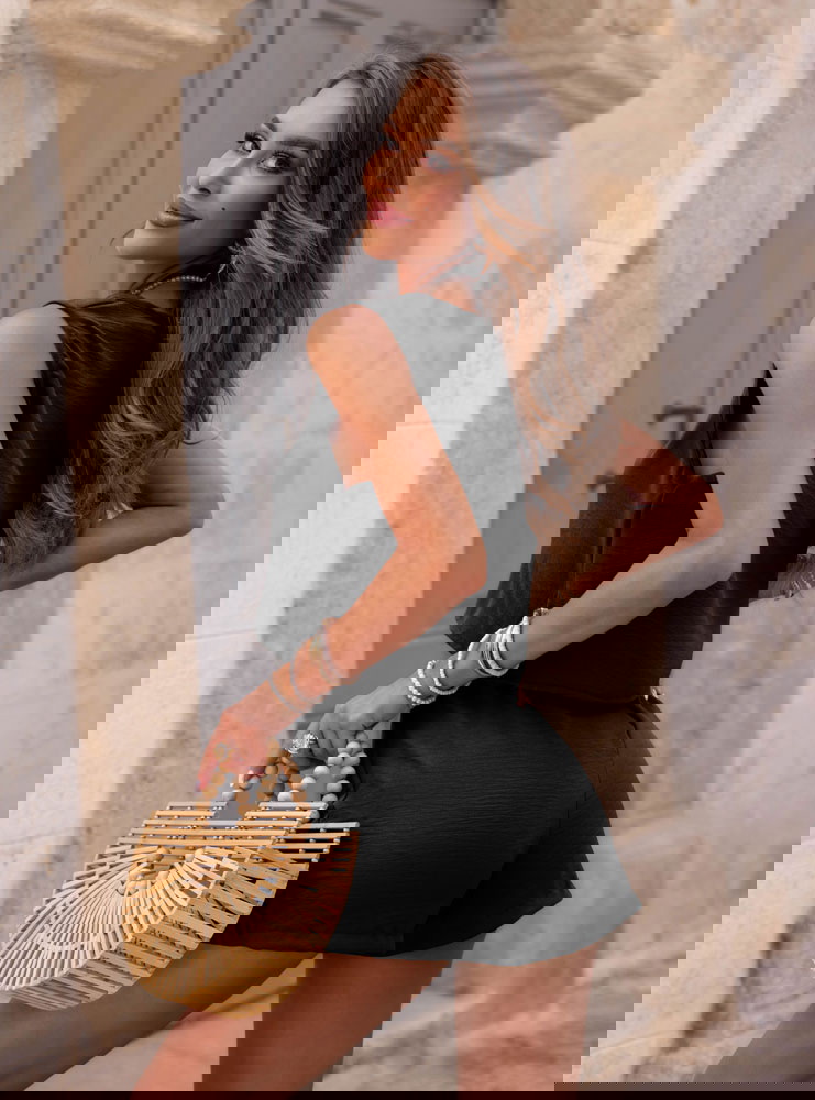 Czarny komplet top i spodenki Romilda