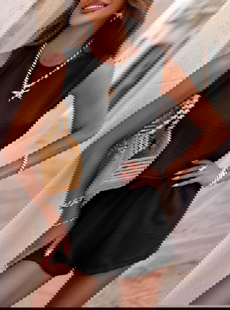 Czarny komplet top i spodenki Romilda