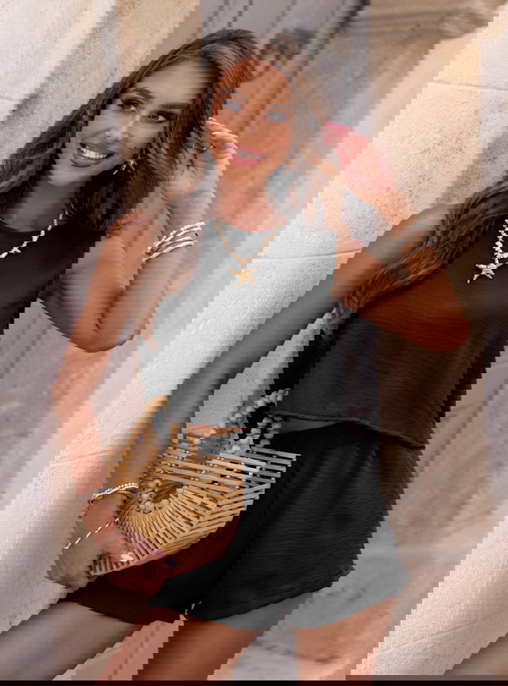 Czarny komplet top i spodenki Romilda