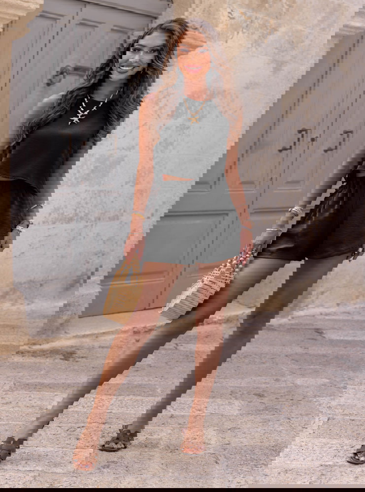 Czarny komplet top i spodenki Romilda