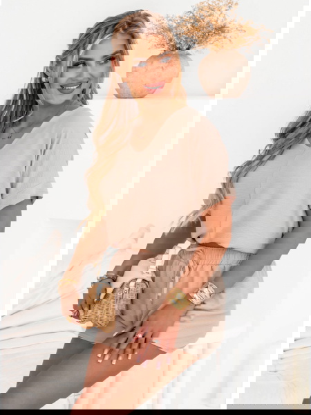 Beżowy komplet bluzka +... 2