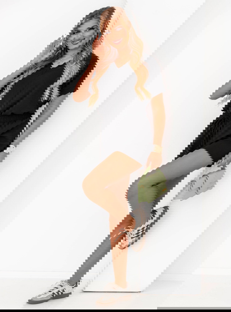 Czarny komplet bluzka + spodenki...