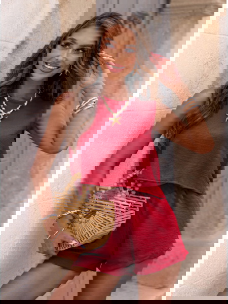 Malinowy komplet top i... 2