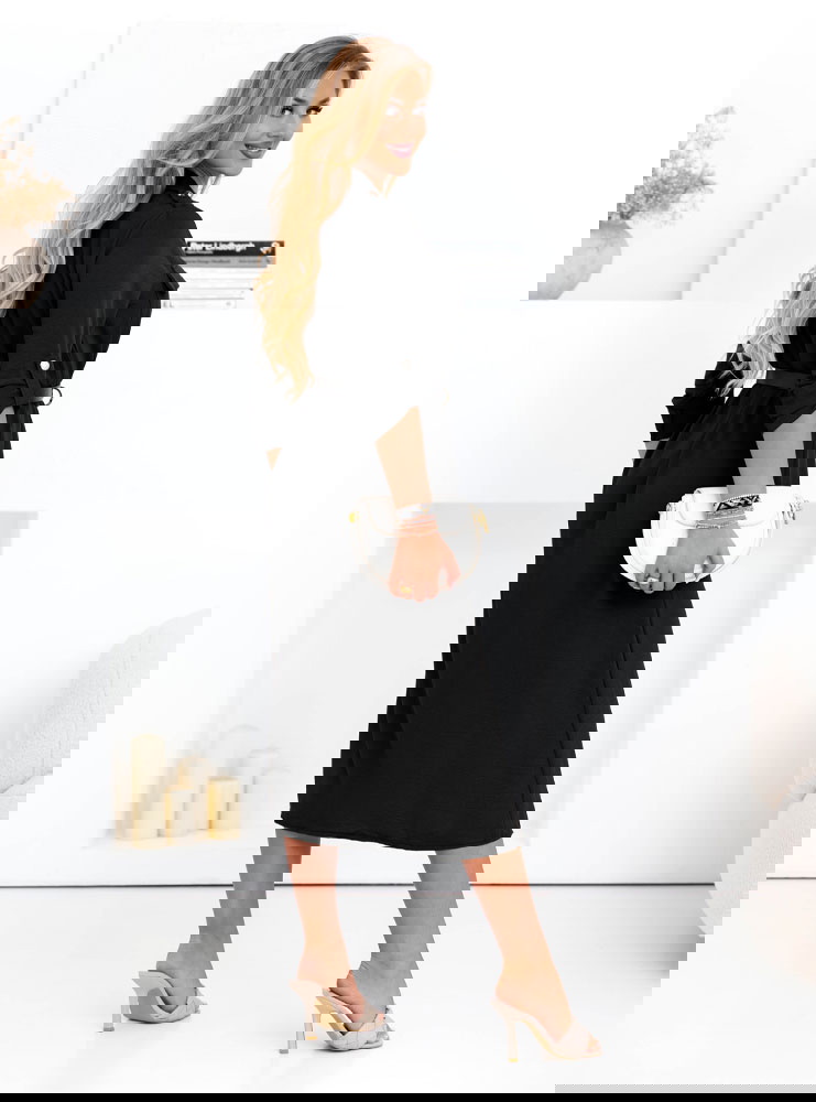 Czarna sukienka midi z paskiem Cobie