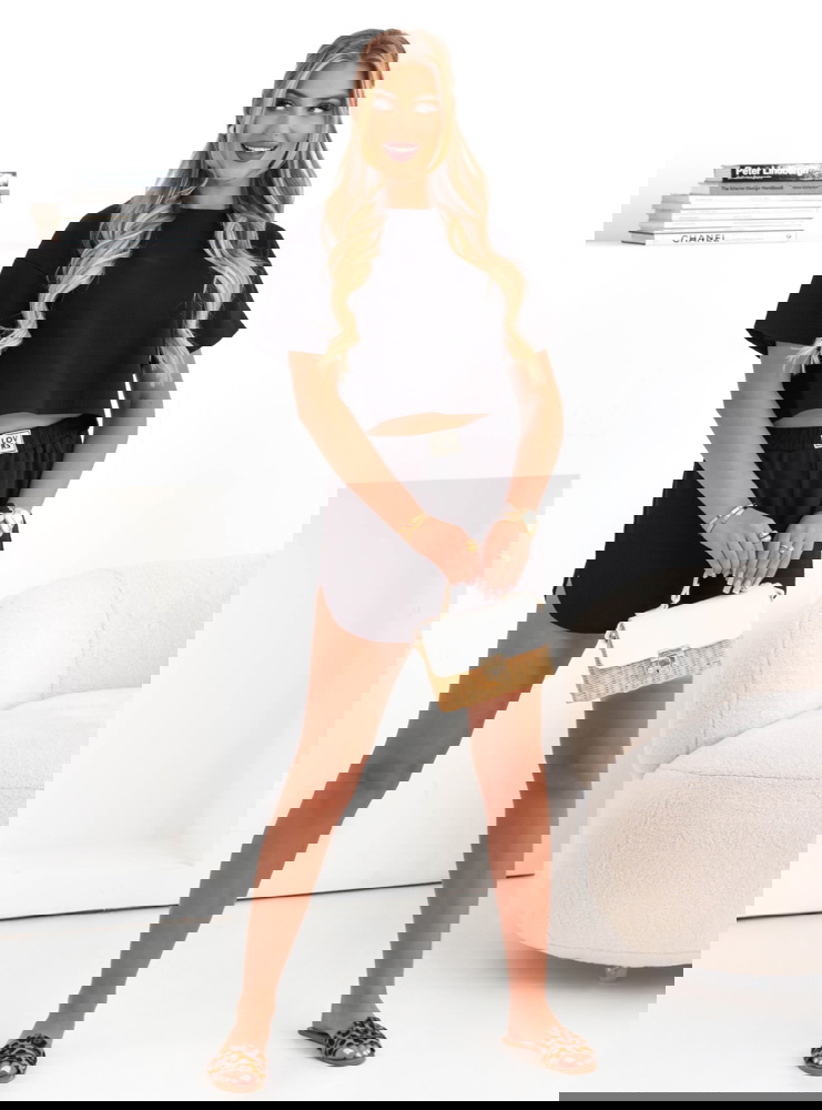 Czarny komplet bluzka i spodenki Schyler