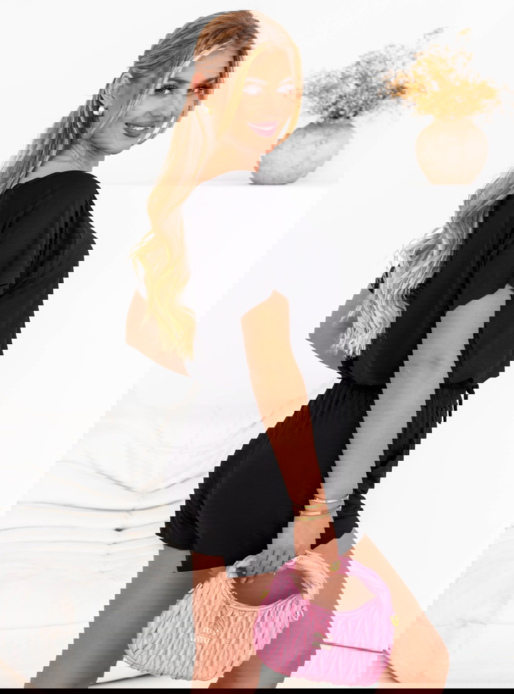 Czarny komplet bluzka i spodenki Davynn