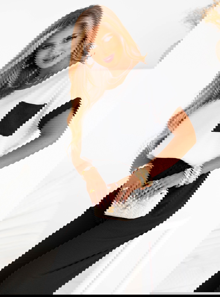 Czarny komplet bluzka i szerokie...