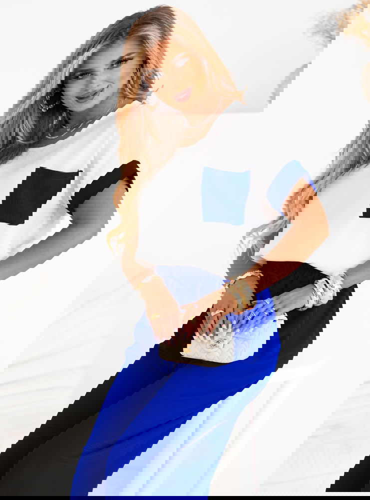 Chabrowy komplet bluzka i szerokie...